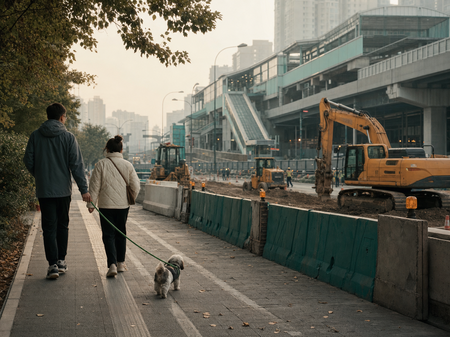 道路施工与遛狗路线